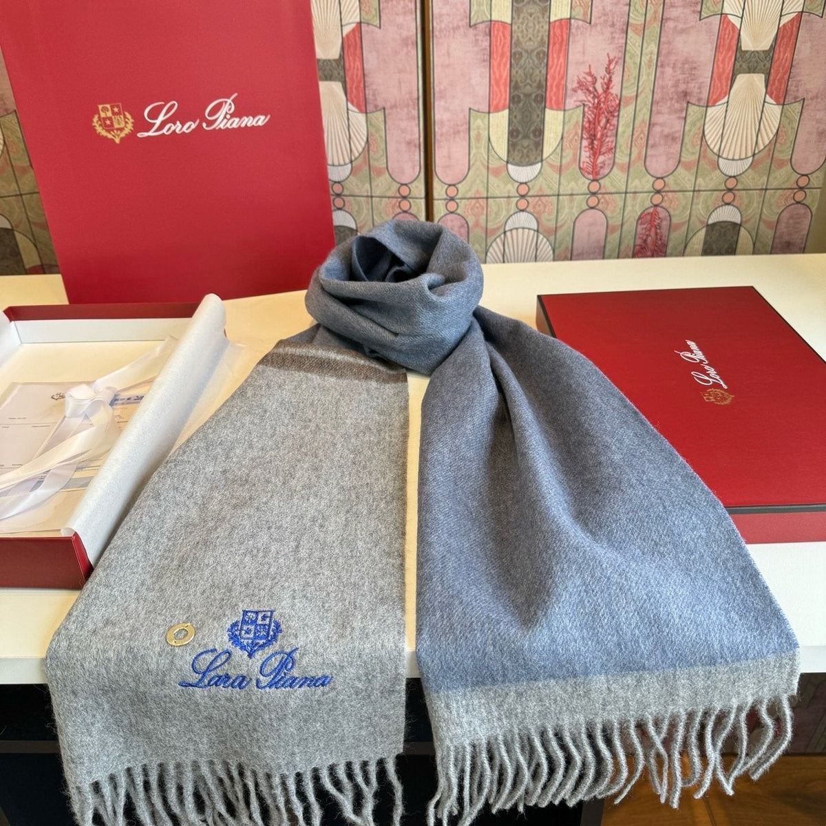 Loro Piana Reversible Fringed Cashmere Scarf