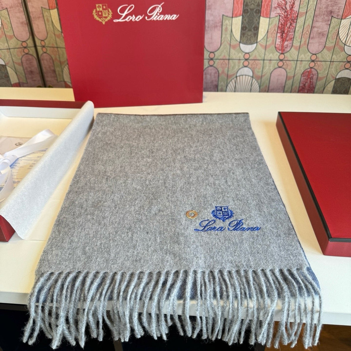 Loro Piana Reversible Fringed Cashmere Scarf