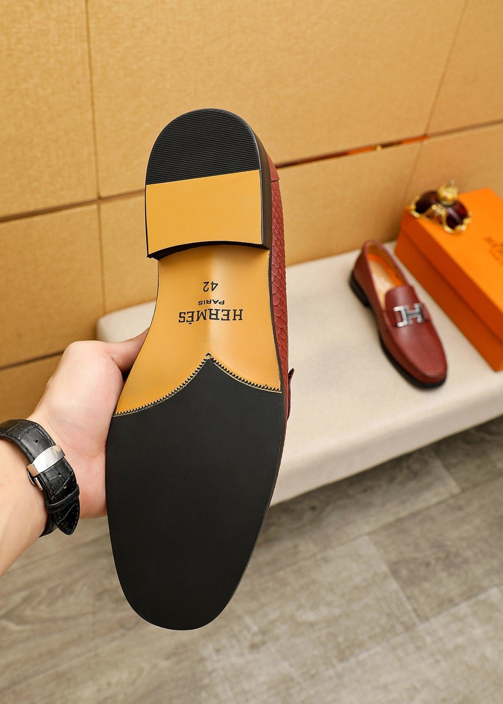 Hermès Textured Hardware Loafers