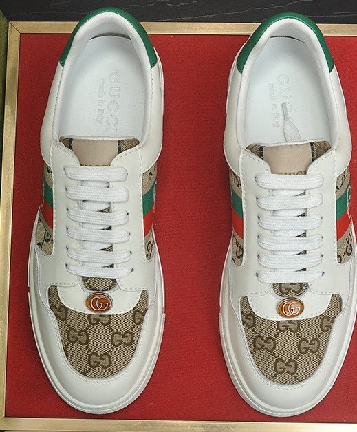 Gucci Red-Green Stripe Low-Top Sneakers