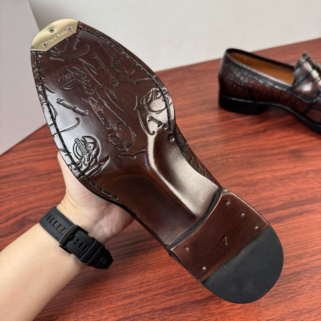 Berluti Men's Embossed Burnished Loafers