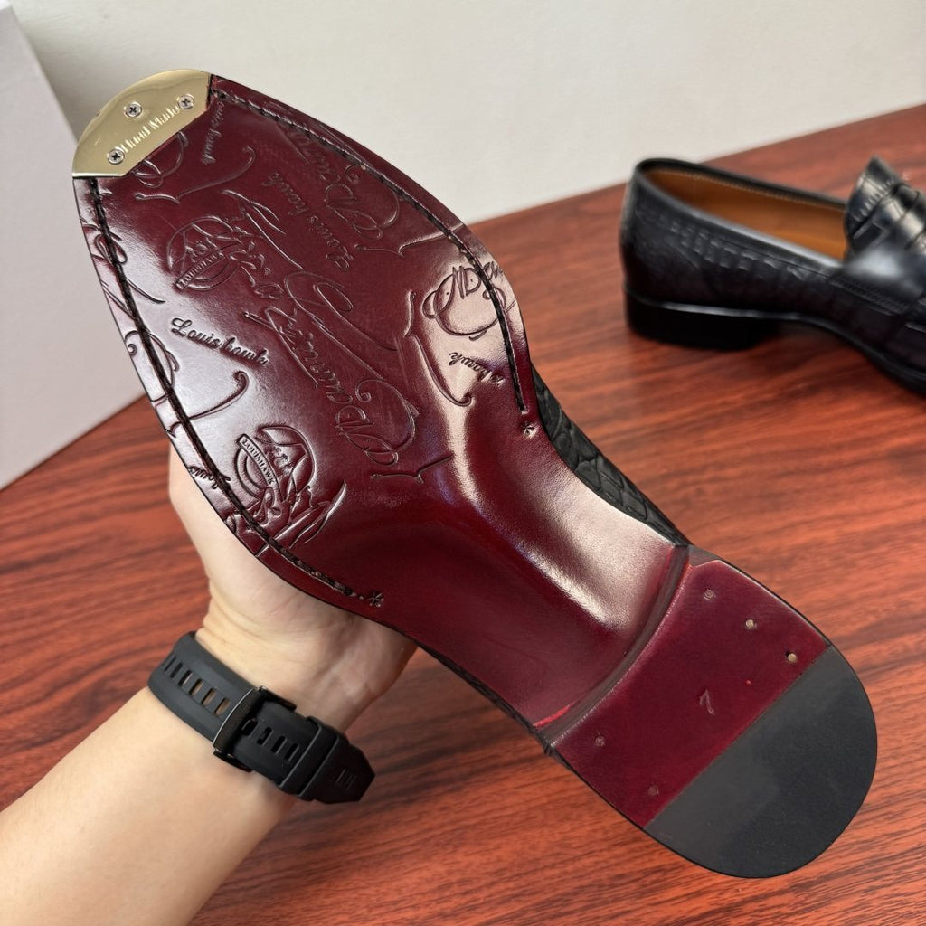 Berluti Men's Embossed Burnished Loafers