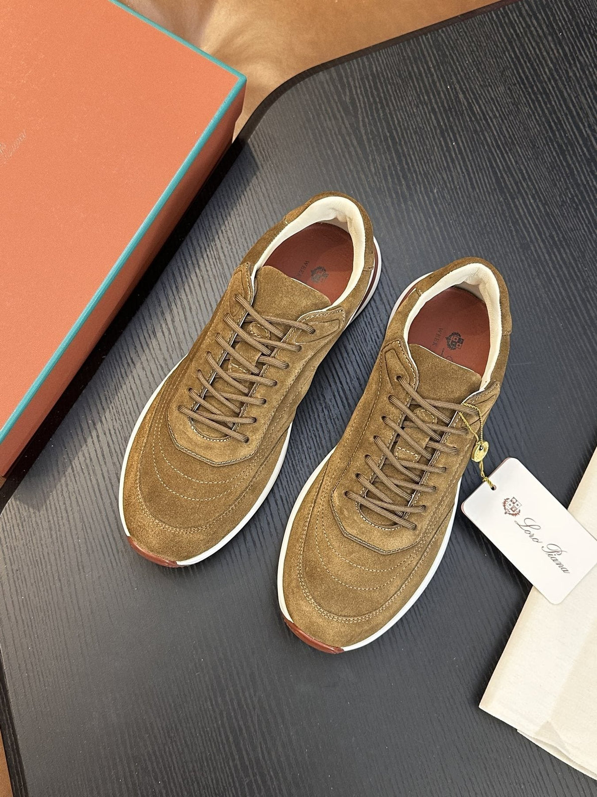 Loro Piana Taupe-Gray Low-Top Sneakers