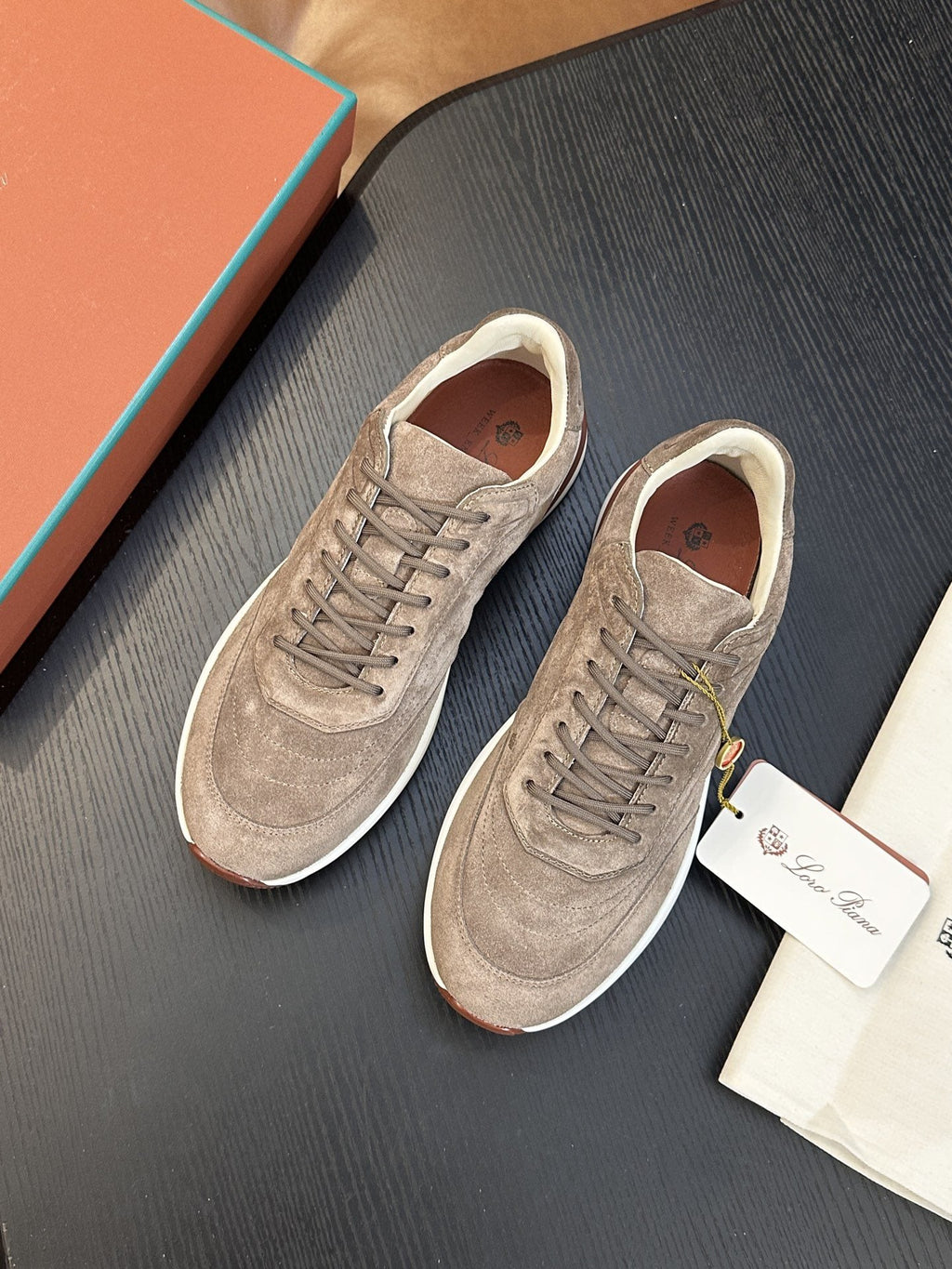 Loro Piana Taupe-Gray Low-Top Sneakers