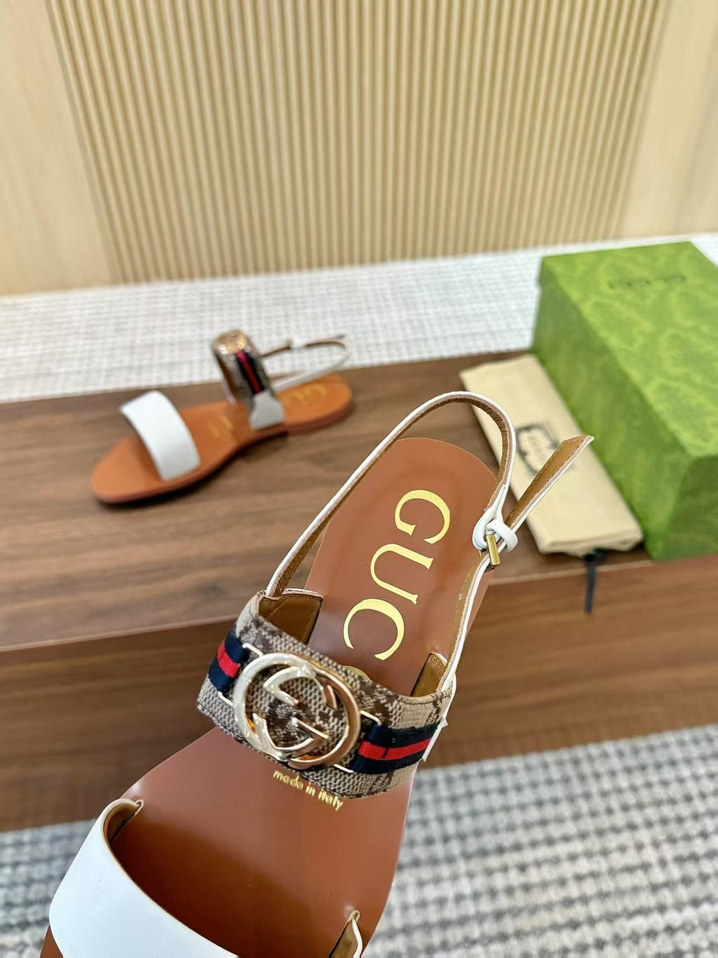 Gucci Logo Hardware Ankle-Strap Sandals