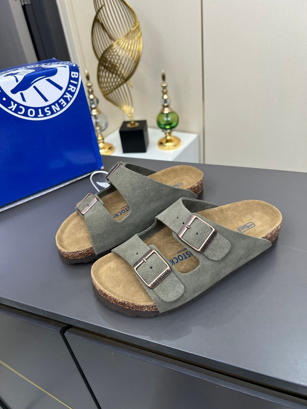 Birkenstock Two-Strap Buckle Slide Sandals