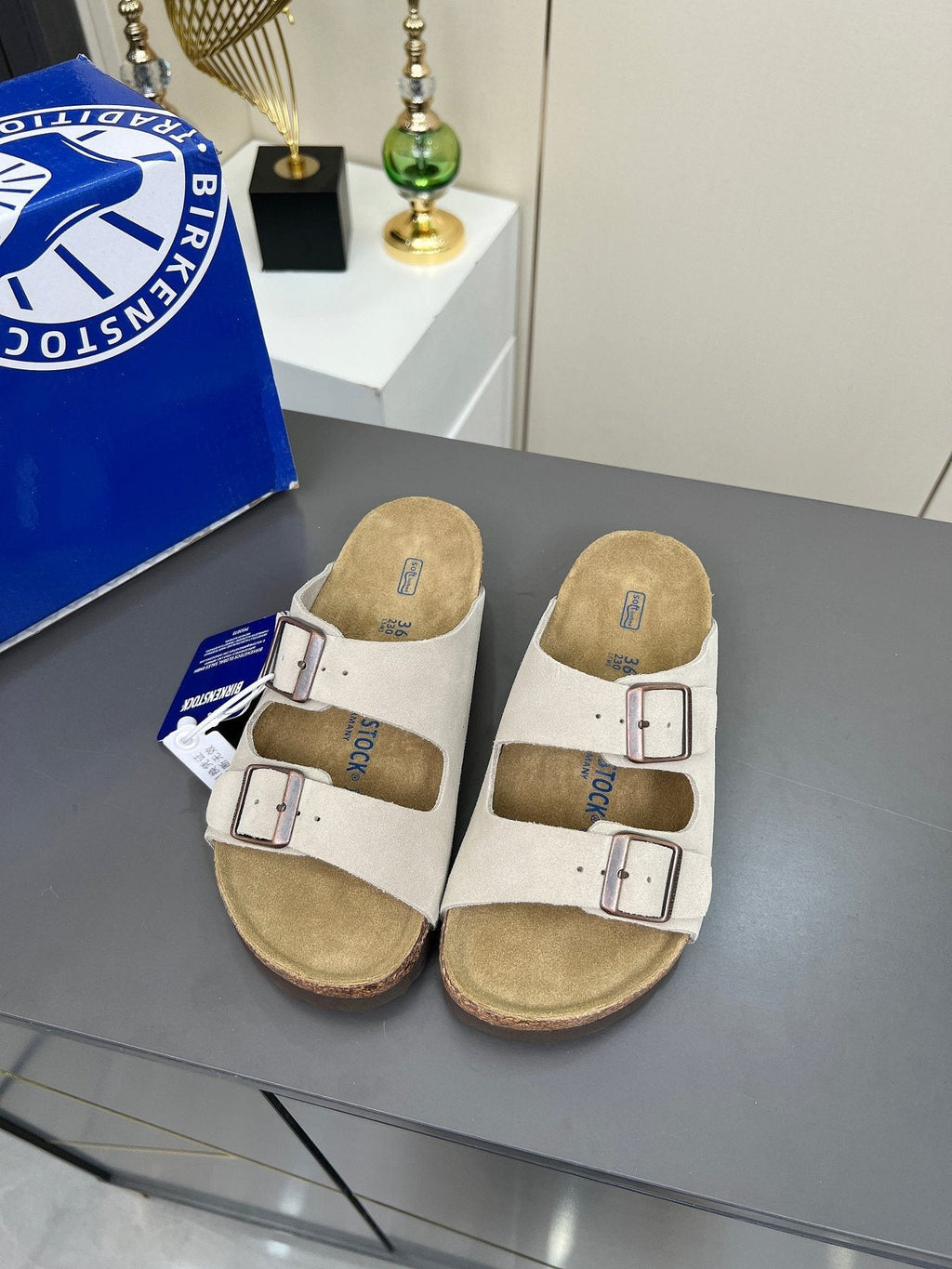 Birkenstock Two-Strap Buckle Slide Sandals