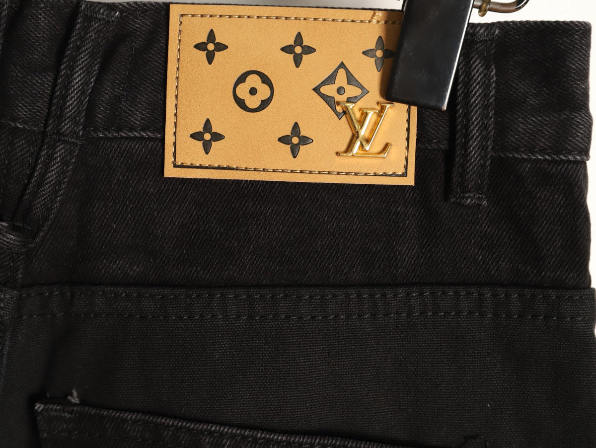 Louis Vuitton Monogram-Style Zip-Detail Utility Jeans - Black