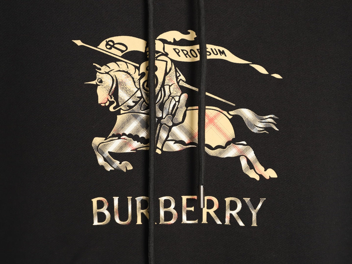 Burberry Equestrian Graphic Pullover Hoodie - Black