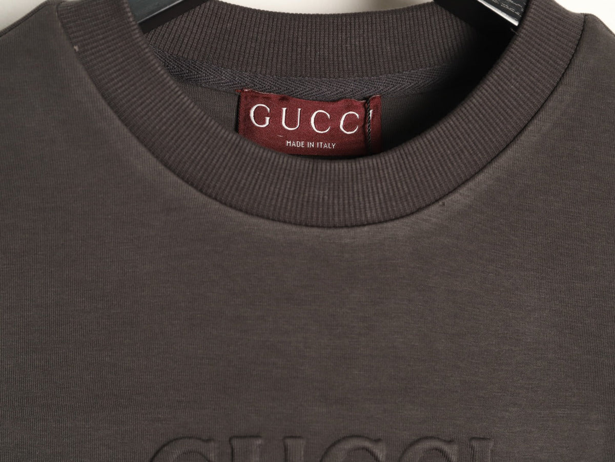 Gucci Interlocking G and Lettering Crewneck Sweatshirt - Dark Charcoal