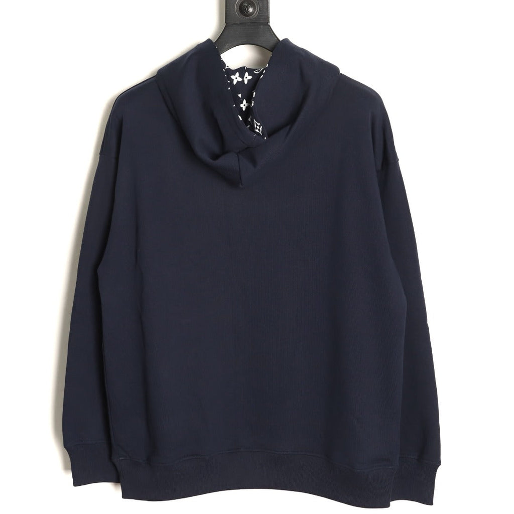 Louis Vuitton Monogram-Style Hood and Drawstring Pullover Hoodie - Navy